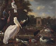 Melchior de Hondecoeter A Pelican and other exotic birds in a park Germany oil painting artist